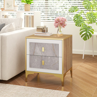 Nightstand With 2 Pull-Out Drawers, Natural Nightstands at Gallery Canada