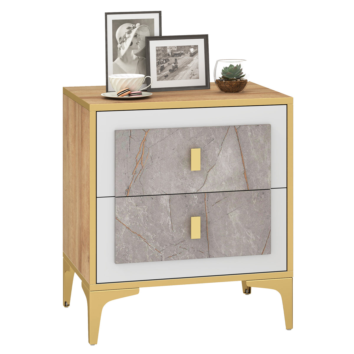 Nightstand With 2 Pull-Out Drawers, Natural Nightstands at Gallery Canada