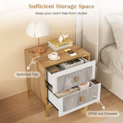 Nightstand With 2 Pull-Out Drawers, Natural Nightstands at Gallery Canada
