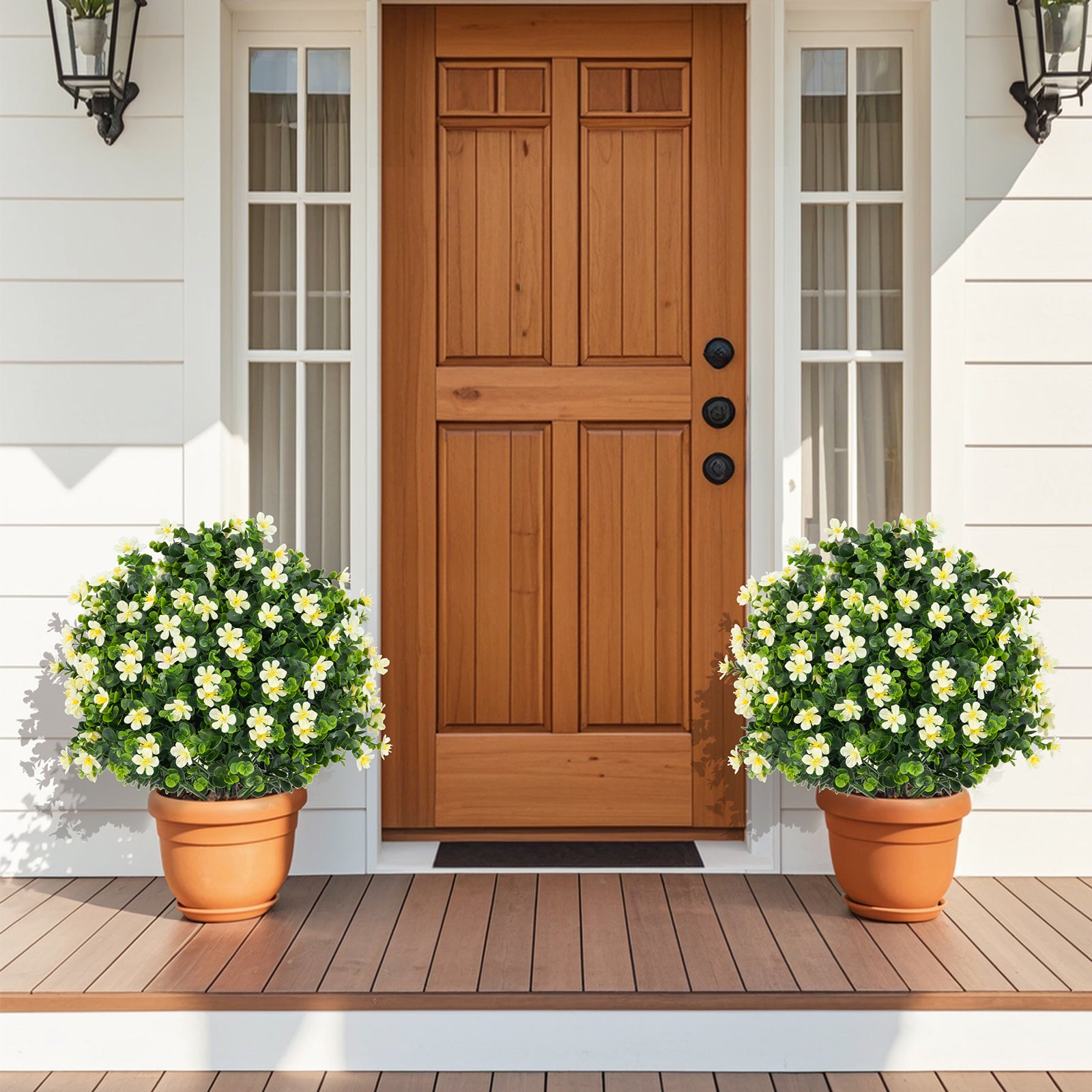 2 Pack Artificial Boxwood Topiary Ball Tree, White Faux Plants at Gallery Canada