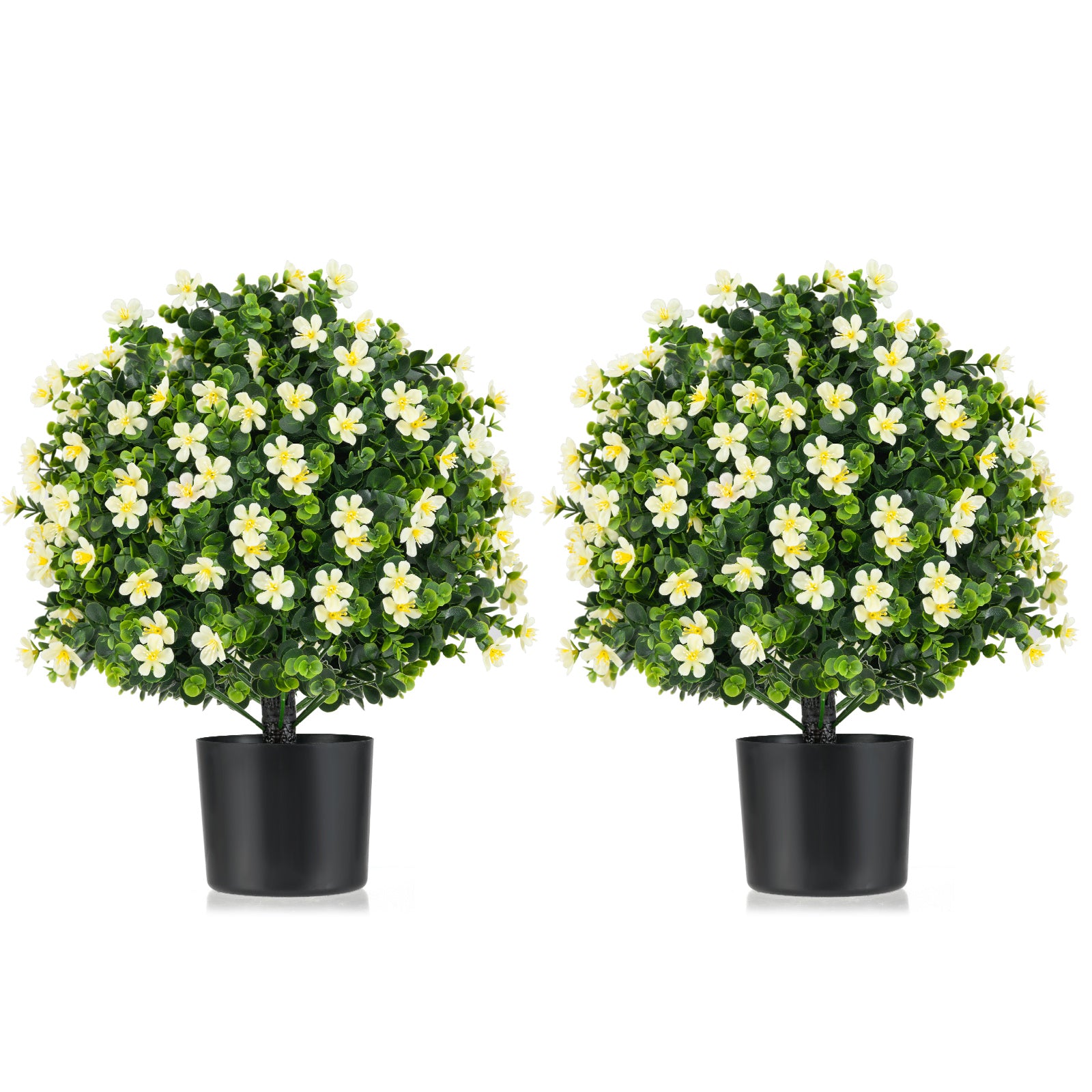 2 Pack Artificial Boxwood Topiary Ball Tree, White Faux Plants White at Gallery Canada