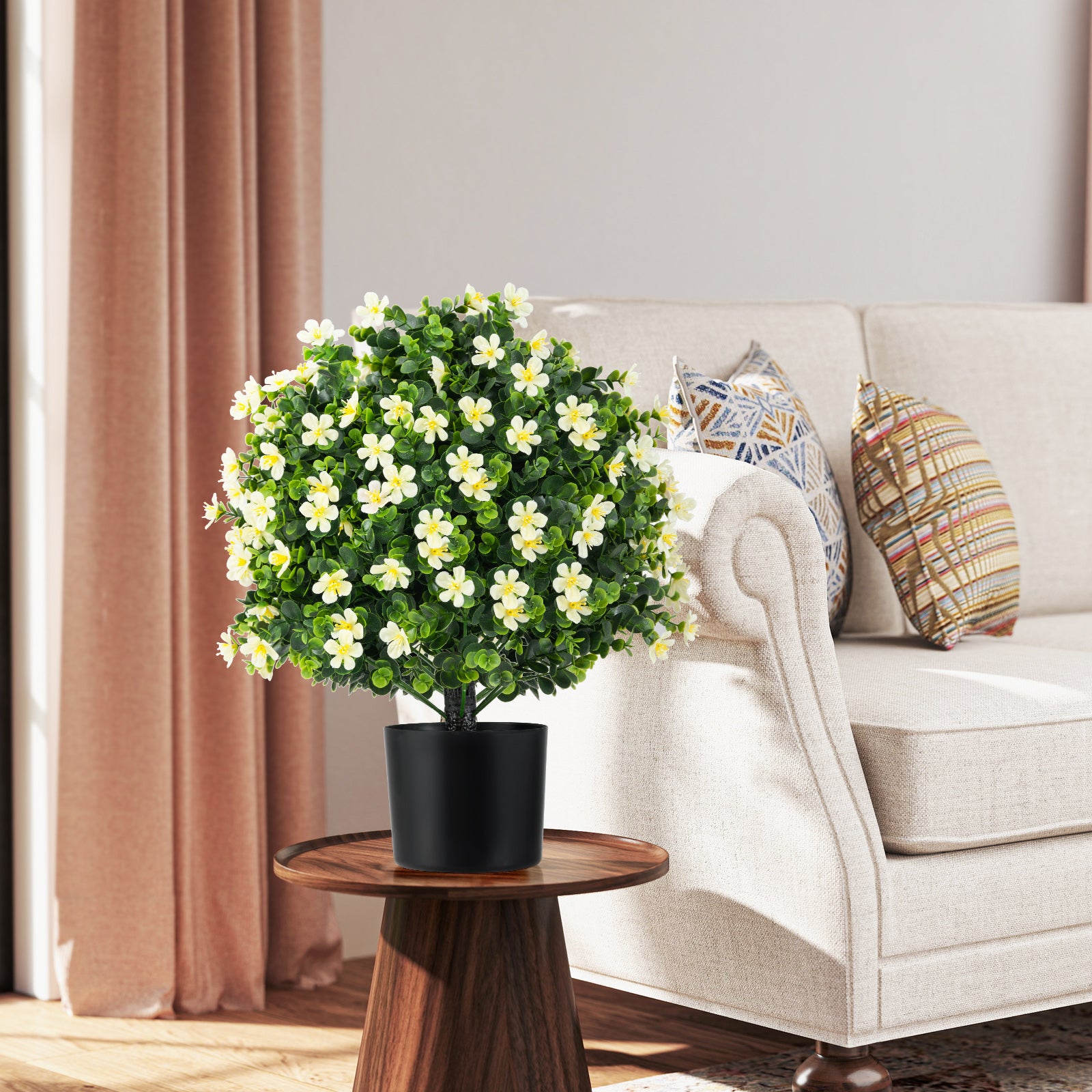 2 Pack Artificial Boxwood Topiary Ball Tree, White Faux Plants at Gallery Canada