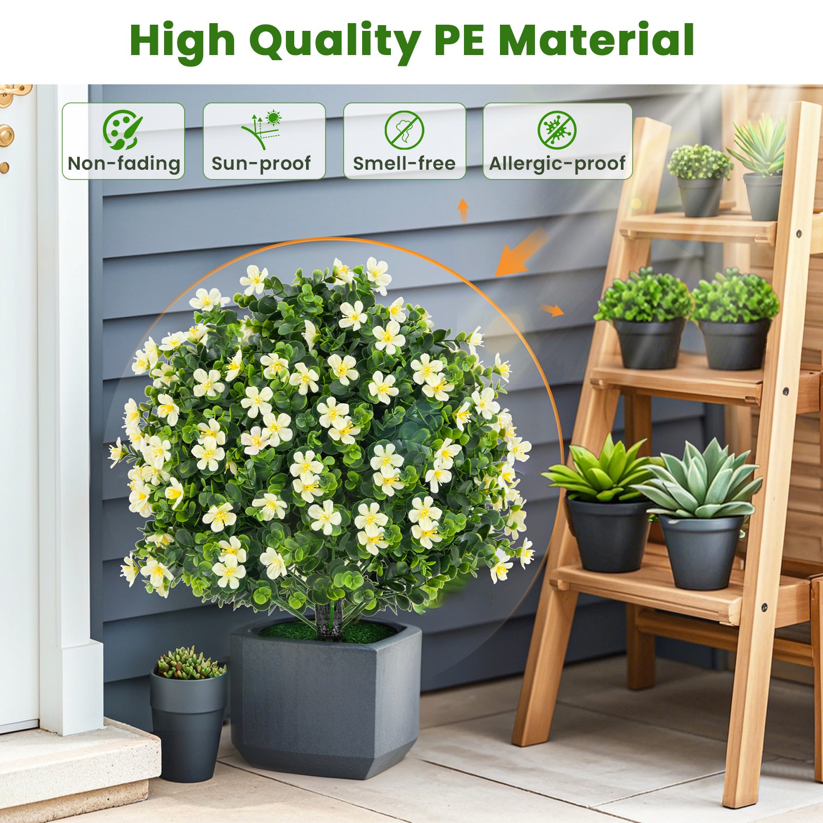2 Pack Artificial Boxwood Topiary Ball Tree, White Faux Plants at Gallery Canada