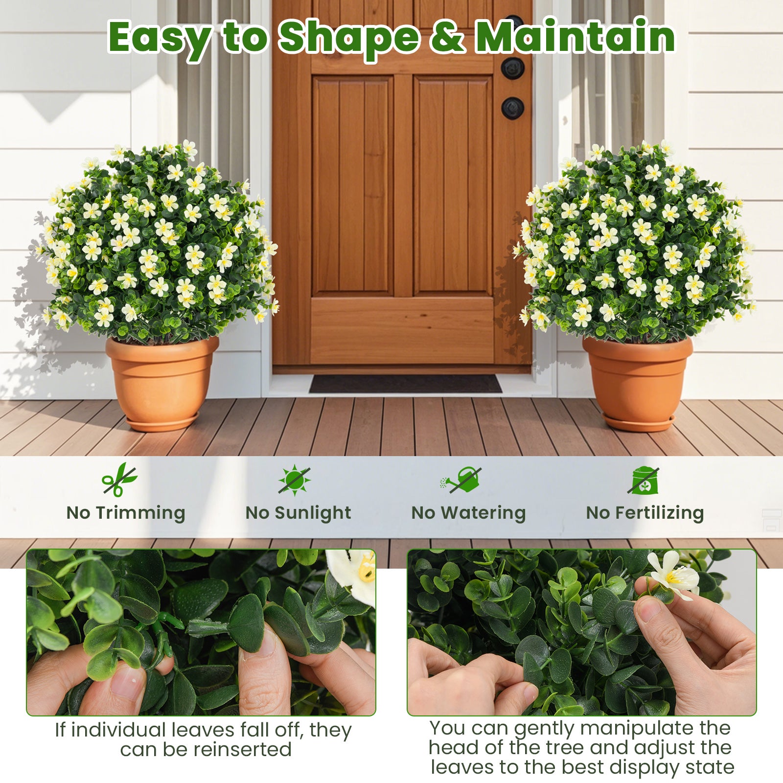 2 Pack Artificial Boxwood Topiary Ball Tree, White Faux Plants at Gallery Canada