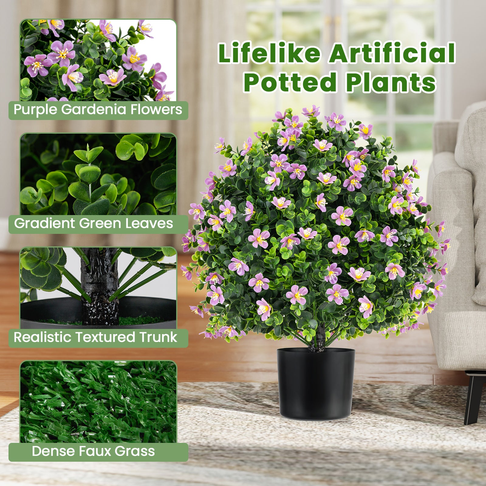 2 Pack Artificial Boxwood Topiary Ball Tree, Purple Faux Plants at Gallery Canada