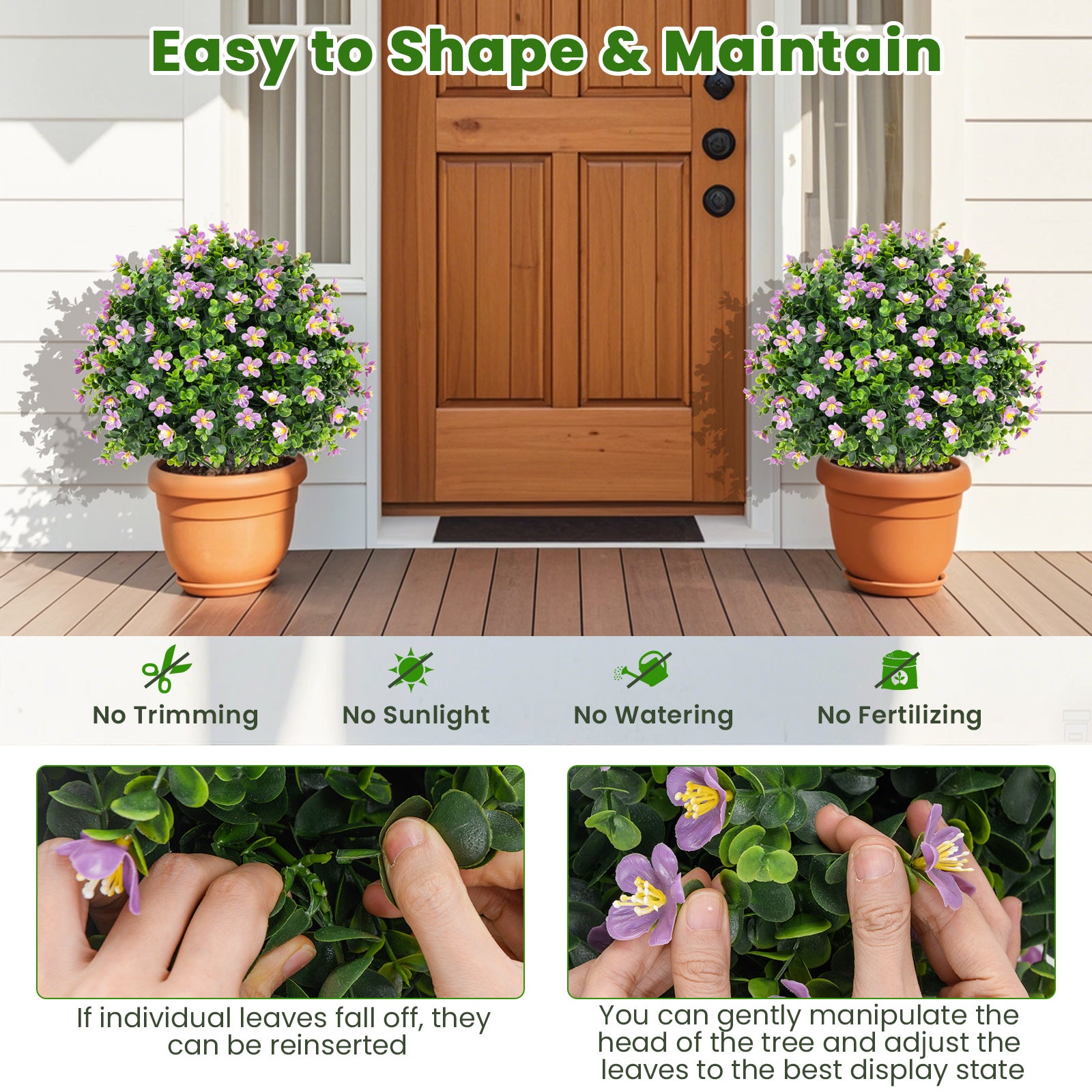 2 Pack Artificial Boxwood Topiary Ball Tree, Purple Faux Plants at Gallery Canada