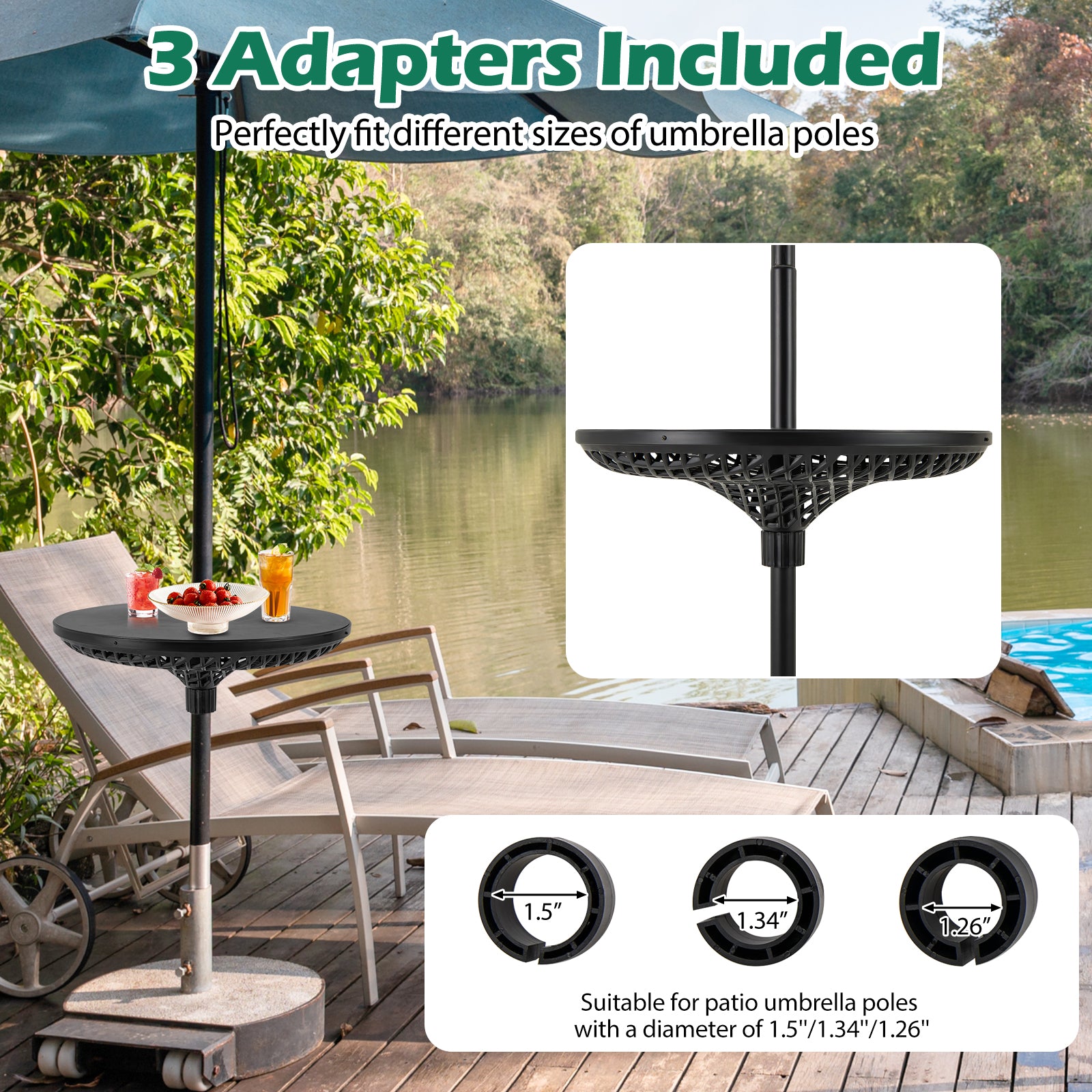 Adjustable Patio Umbrella Table Tray, Black Outdoor Umbrella Bases at Gallery Canada