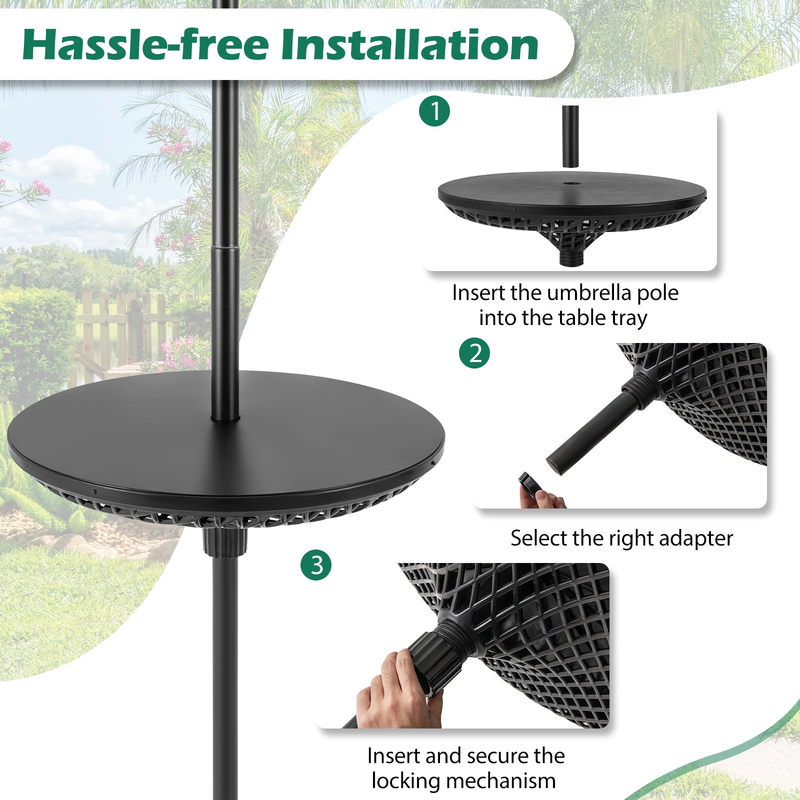 Adjustable Patio Umbrella Table Tray, Black Outdoor Umbrella Bases at Gallery Canada