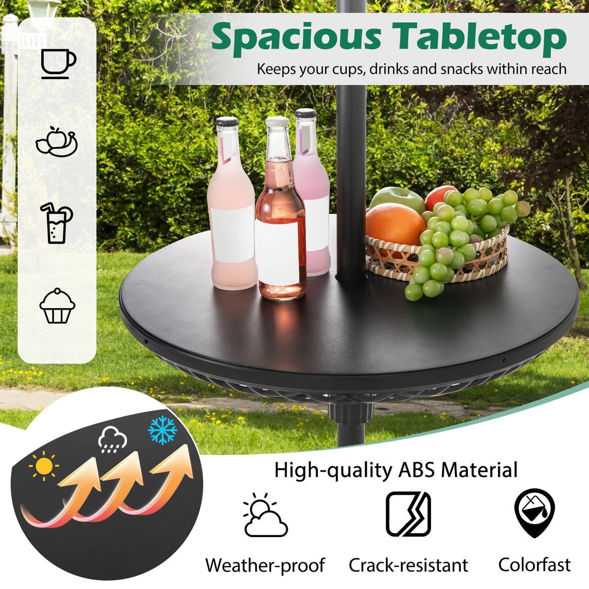 Adjustable Patio Umbrella Table Tray, Black Outdoor Umbrella Bases at Gallery Canada