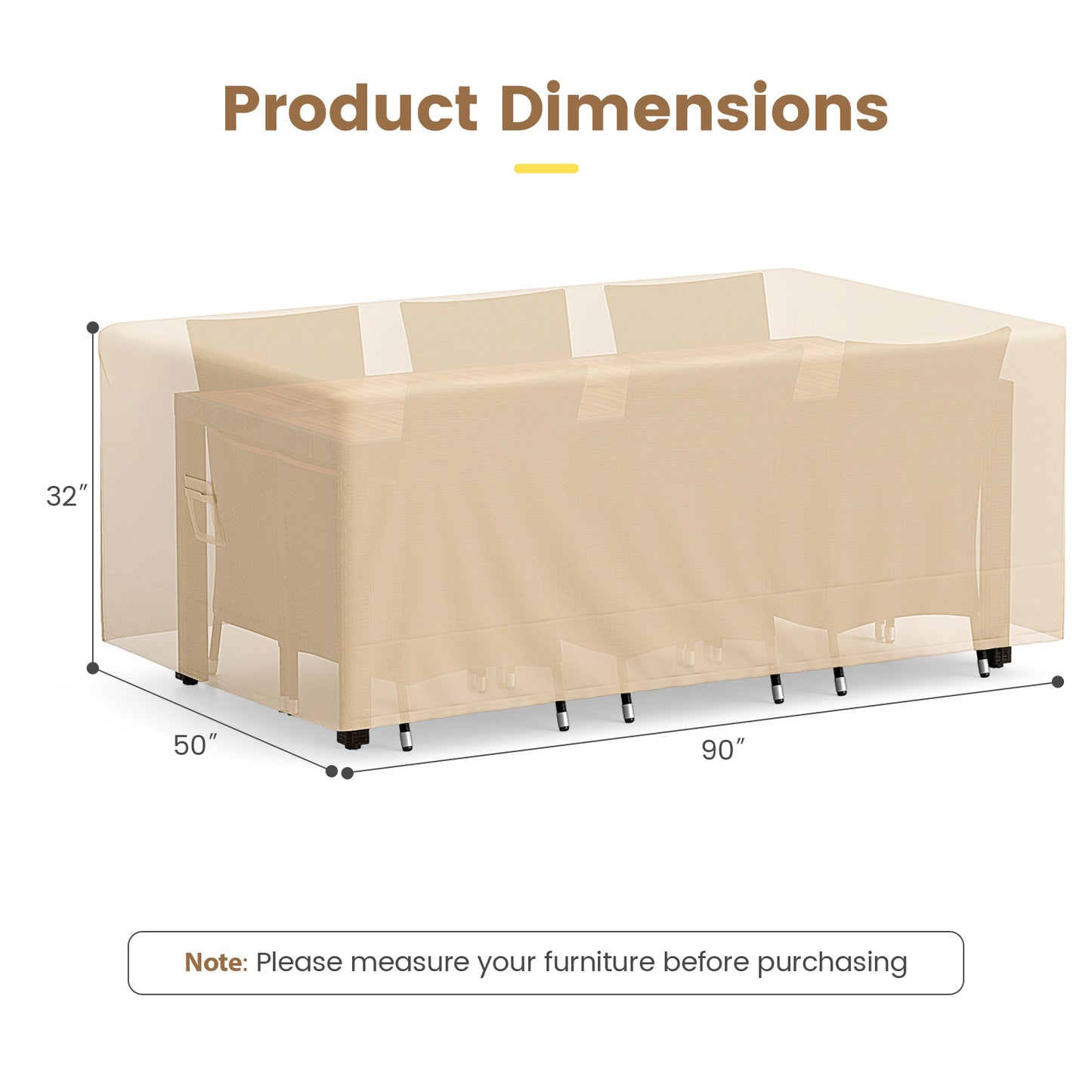 Patio Furniture Cover, 90 x 50 x 32 Inches, Padded Handle, Beige Outdoor Furniture Accessories at Gallery Canada