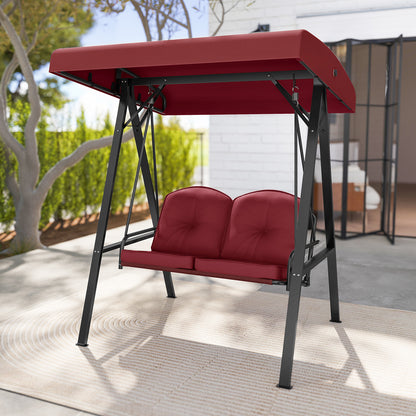 2-Person Outdoor Porch Swing, A-Shaped Metal Stand, Adjustable Canopy, Wine Porch Swings at Gallery Canada