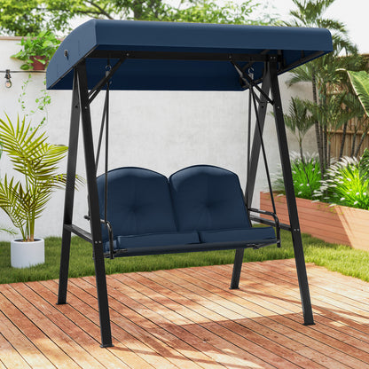 2-Person Porch Swing, A-Shaped Metal Stand, Adjustable Canopy, Navy Porch Swings at Gallery Canada