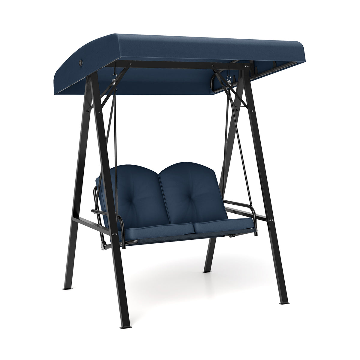 2-Person Porch Swing, A-Shaped Metal Stand, Adjustable Canopy, Navy Porch Swings at Gallery Canada