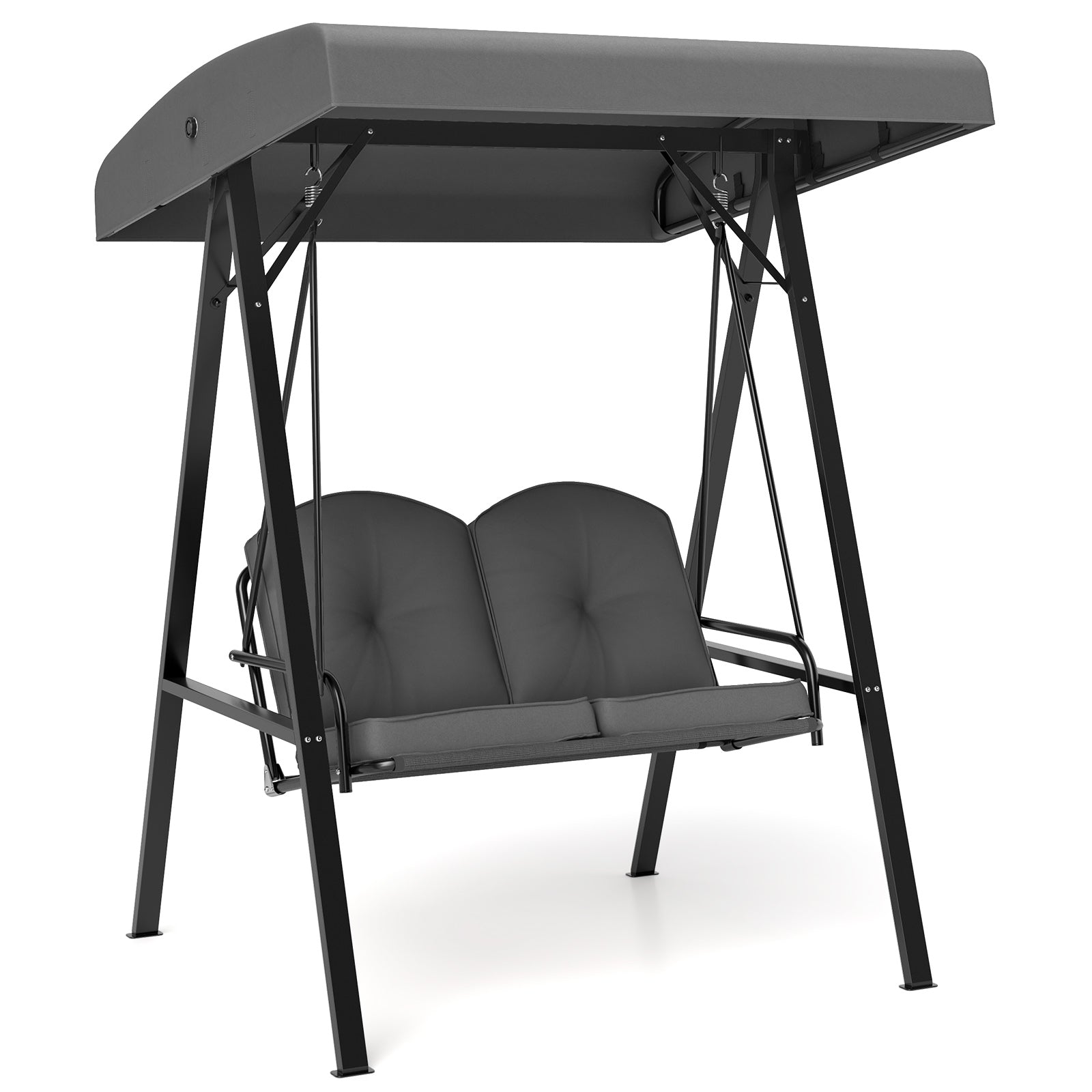 2-Person Outdoor Swing With Metal Stand, Adjustable Canopy, Gray Porch Swings at Gallery Canada
