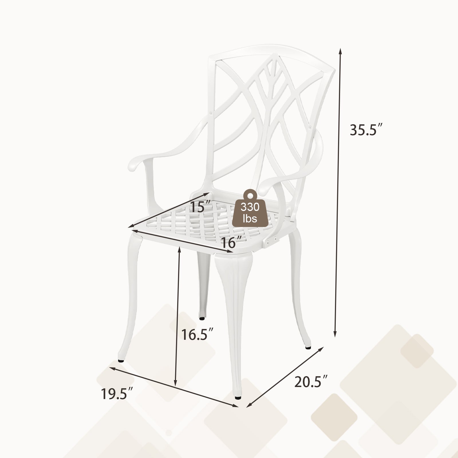 Set of 4 Cast Aluminum Patio Dining Chairs, White Patio Dining Chairs at Gallery Canada