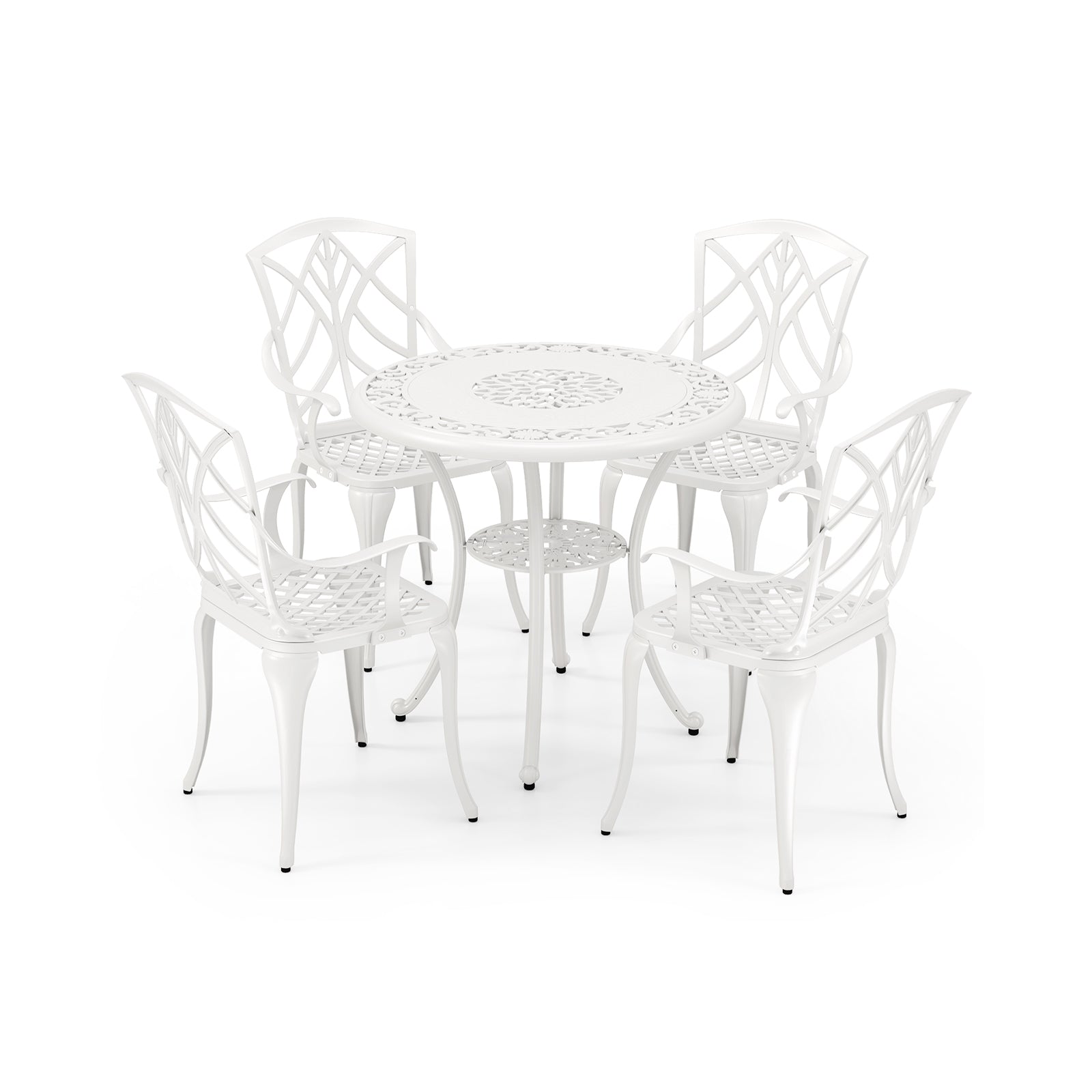 Set of 4 Cast Aluminum Patio Dining Chairs, White Patio Dining Chairs at Gallery Canada