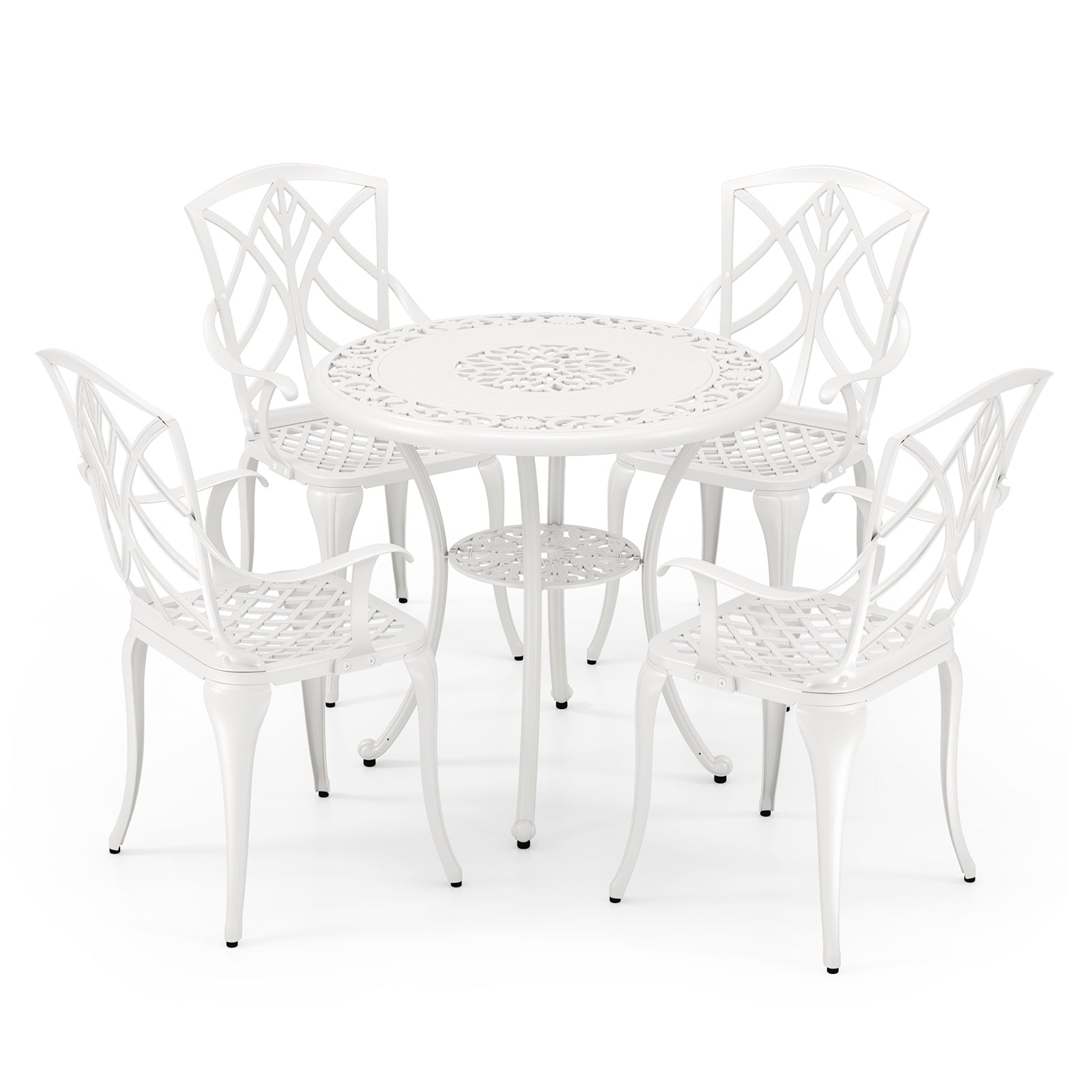 Set of 4 Cast Aluminum Patio Dining Chairs, White Patio Dining Chairs at Gallery Canada