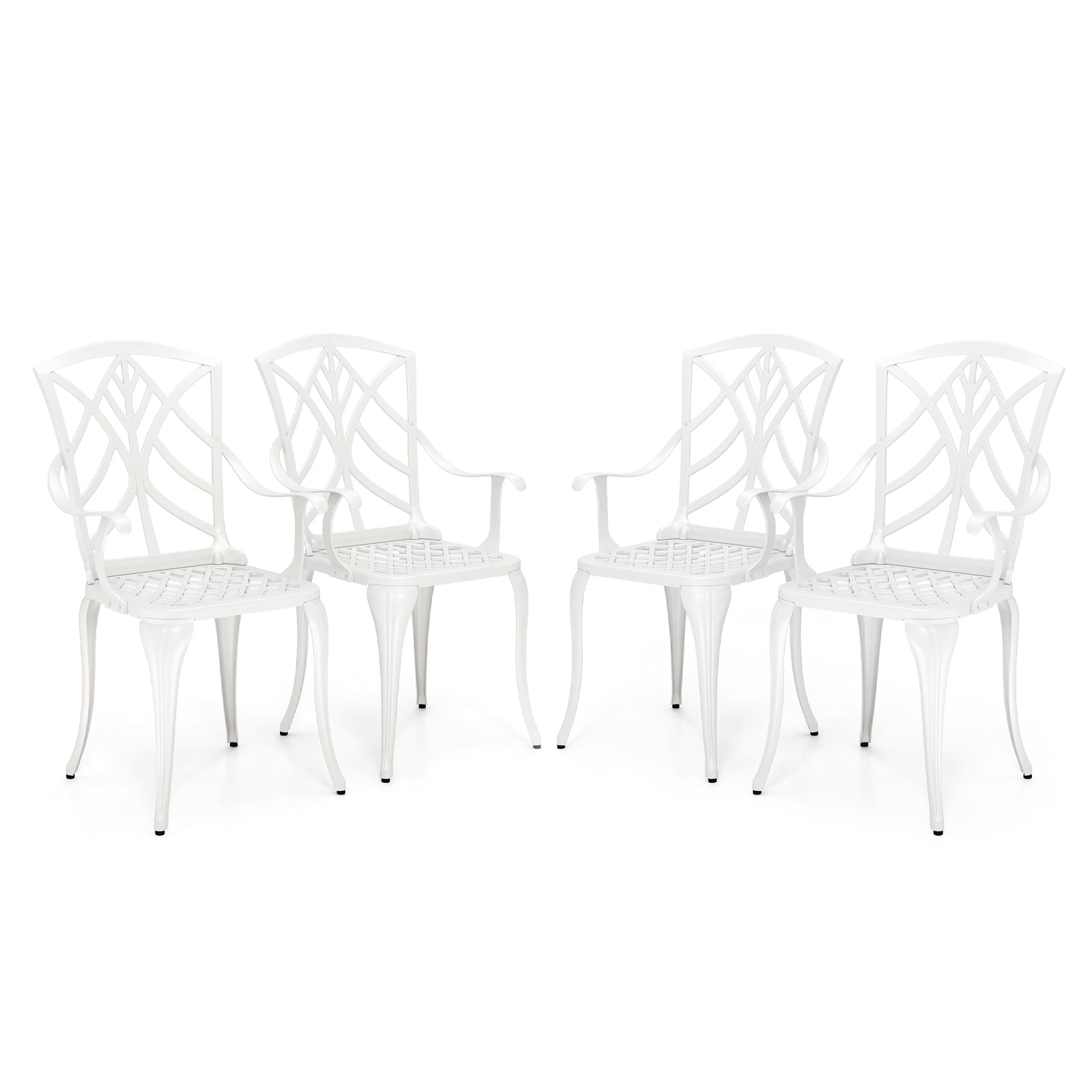 Set of 4 Cast Aluminum Patio Dining Chairs, White Patio Dining Chairs at Gallery Canada