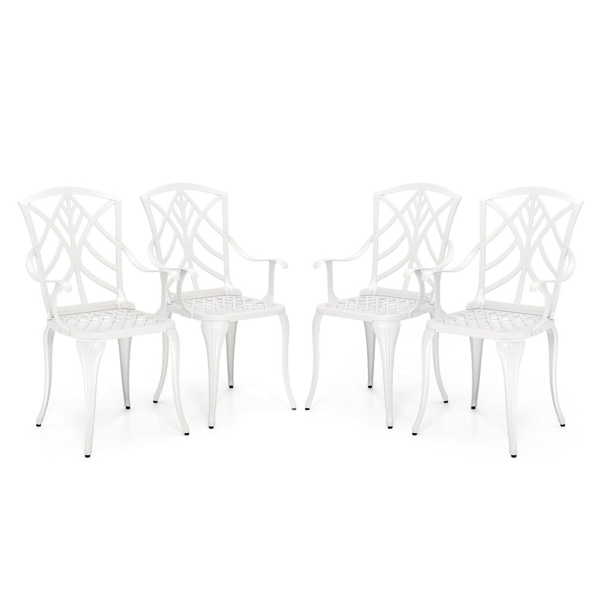 Set of 4 Cast Aluminum Patio Dining Chairs, White Patio Dining Chairs White at Gallery Canada