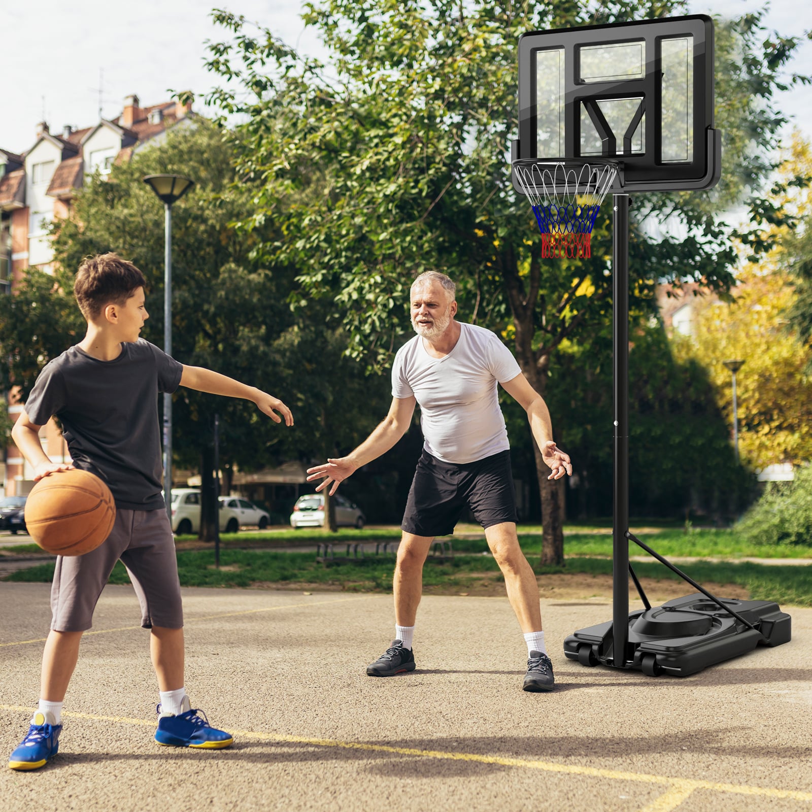 Portable Basketball Hoop, 9-Position Adjustable Height, Black Sport Equipments at Gallery Canada
