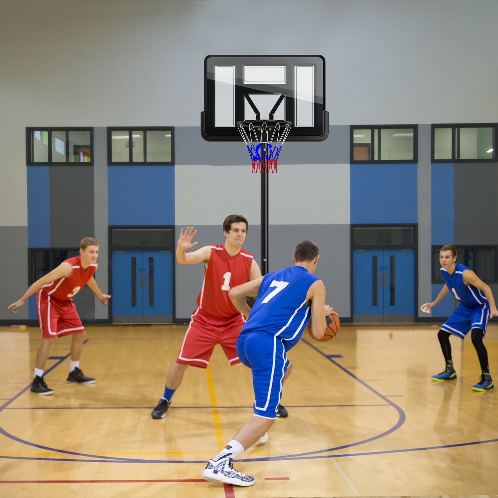 Portable Basketball Hoop, 9-Position Adjustable Height, Black Sport Equipments at Gallery Canada
