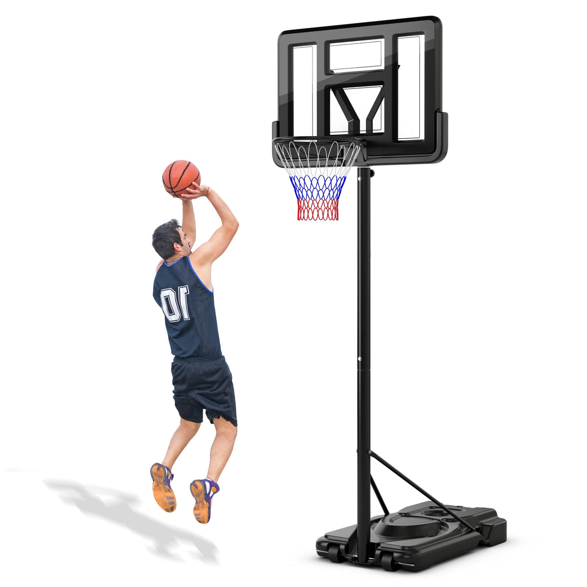 Portable Basketball Hoop, 9-Position Adjustable Height, Black Sport Equipments at Gallery Canada