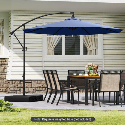 10 Feet Offset Hanging Umbrella With Base, Infinite Tilt, Navy Outdoor Umbrellas at Gallery Canada