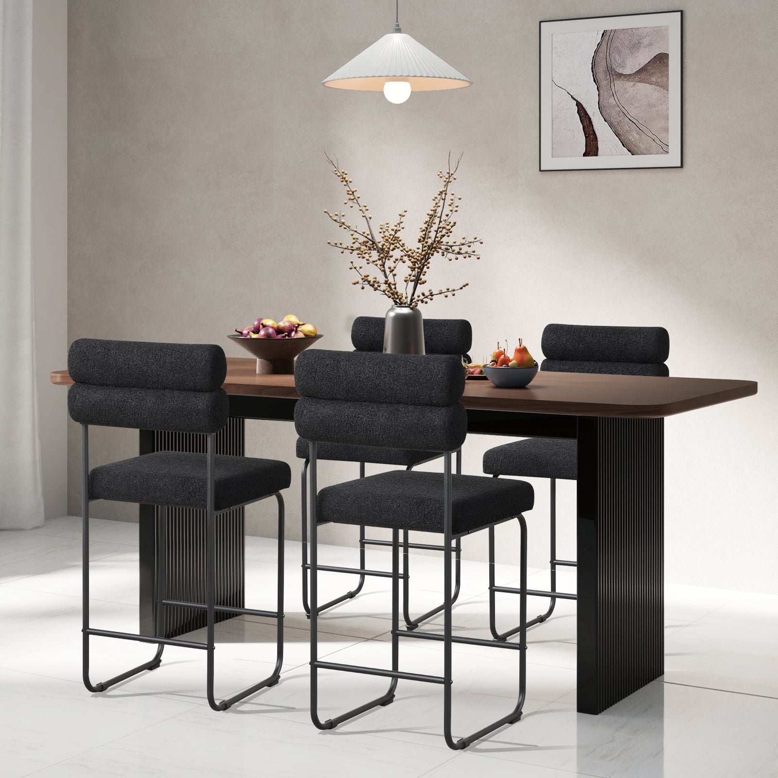 26 Inch Counter Height Bar Stools, Set of 2, Metal Frame, Footrest, Black Bar Stools at Gallery Canada