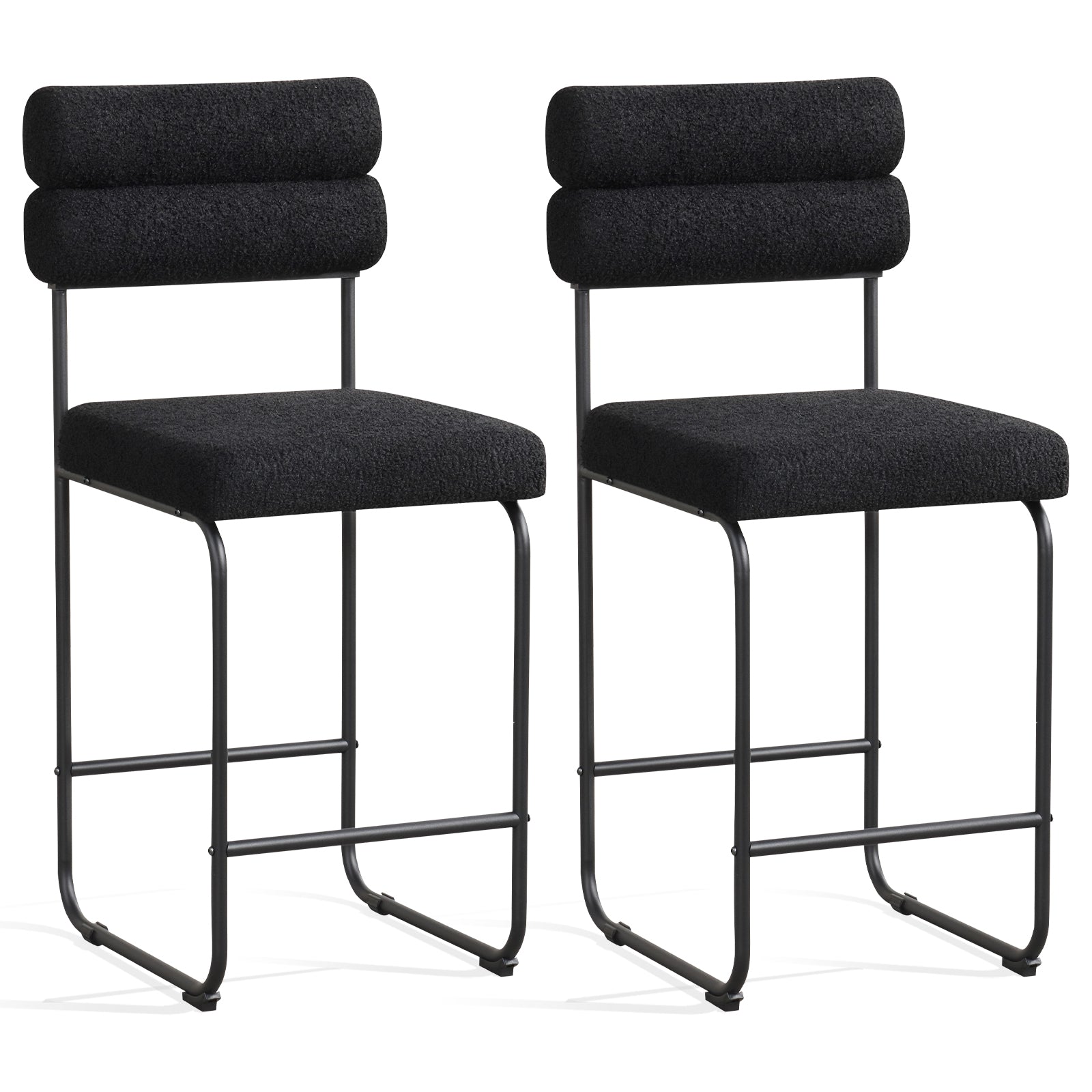 26 Inch Counter Height Bar Stools, Set of 2, Metal Frame, Footrest, Black Bar Stools Black at Gallery Canada
