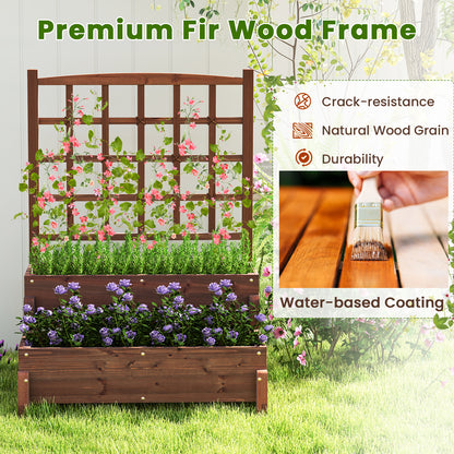 Raised Garden Bed With Trellis, 2-Tier Wood Planter Box, Rustic Brown Raised Garden Beds at Gallery Canada