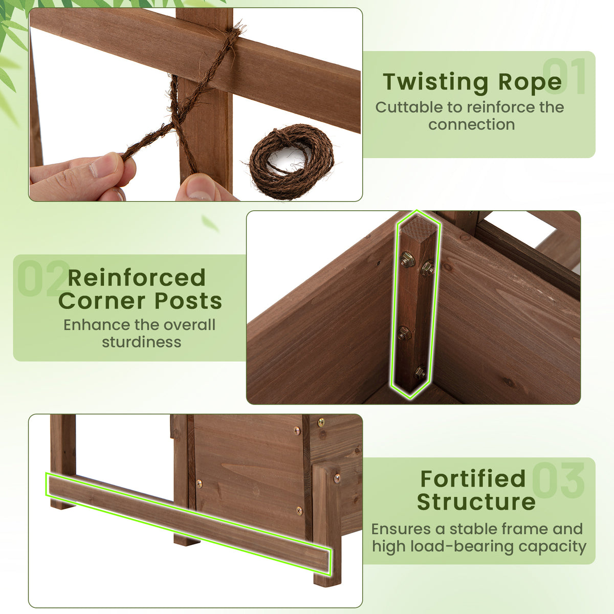 Raised Garden Bed With Trellis, 2-Tier Wood Planter Box, Rustic Brown Raised Garden Beds at Gallery Canada