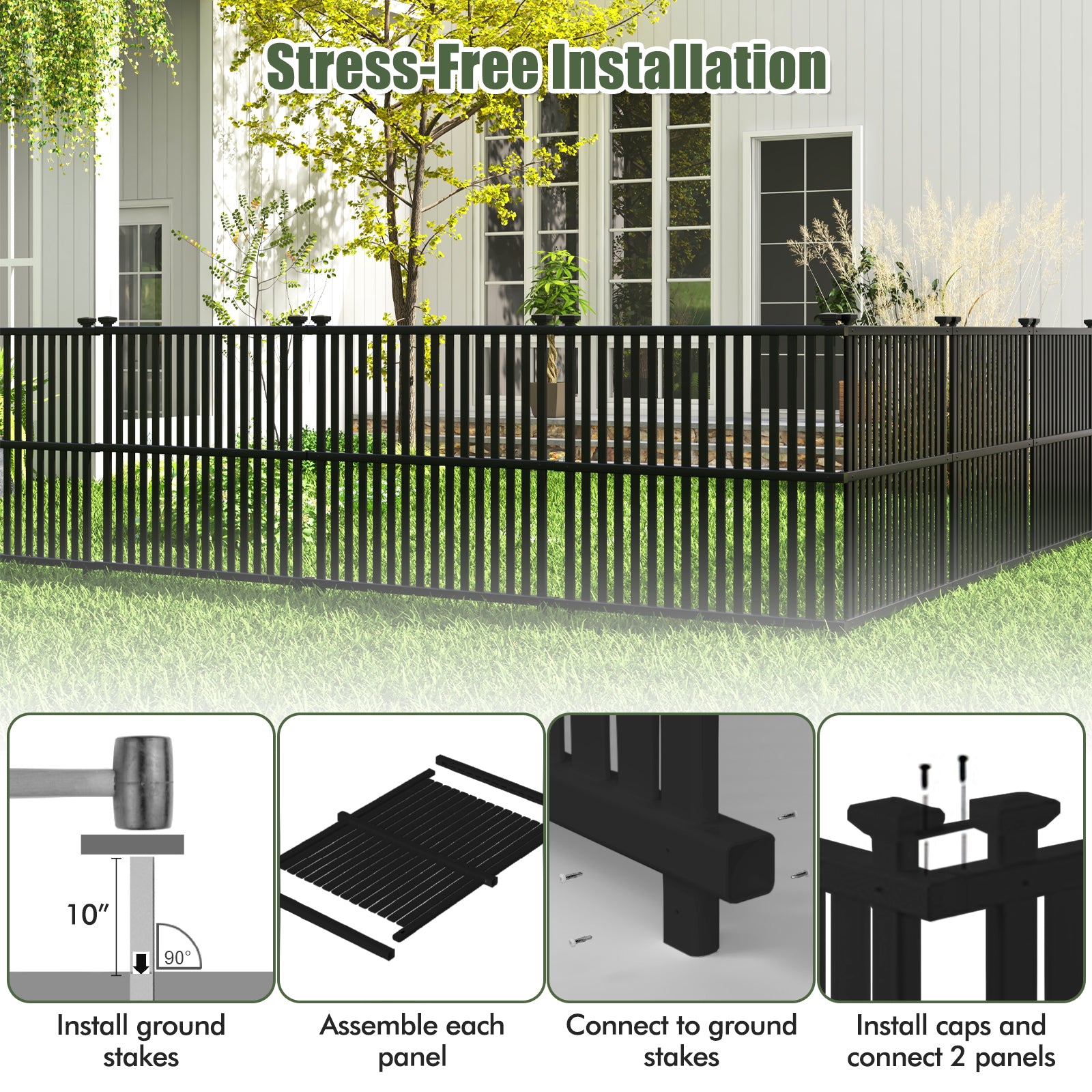 Air Conditioner Fence Panel, Metal Ground Stakes, Black Decorative Fencing & Flooring at Gallery Canada