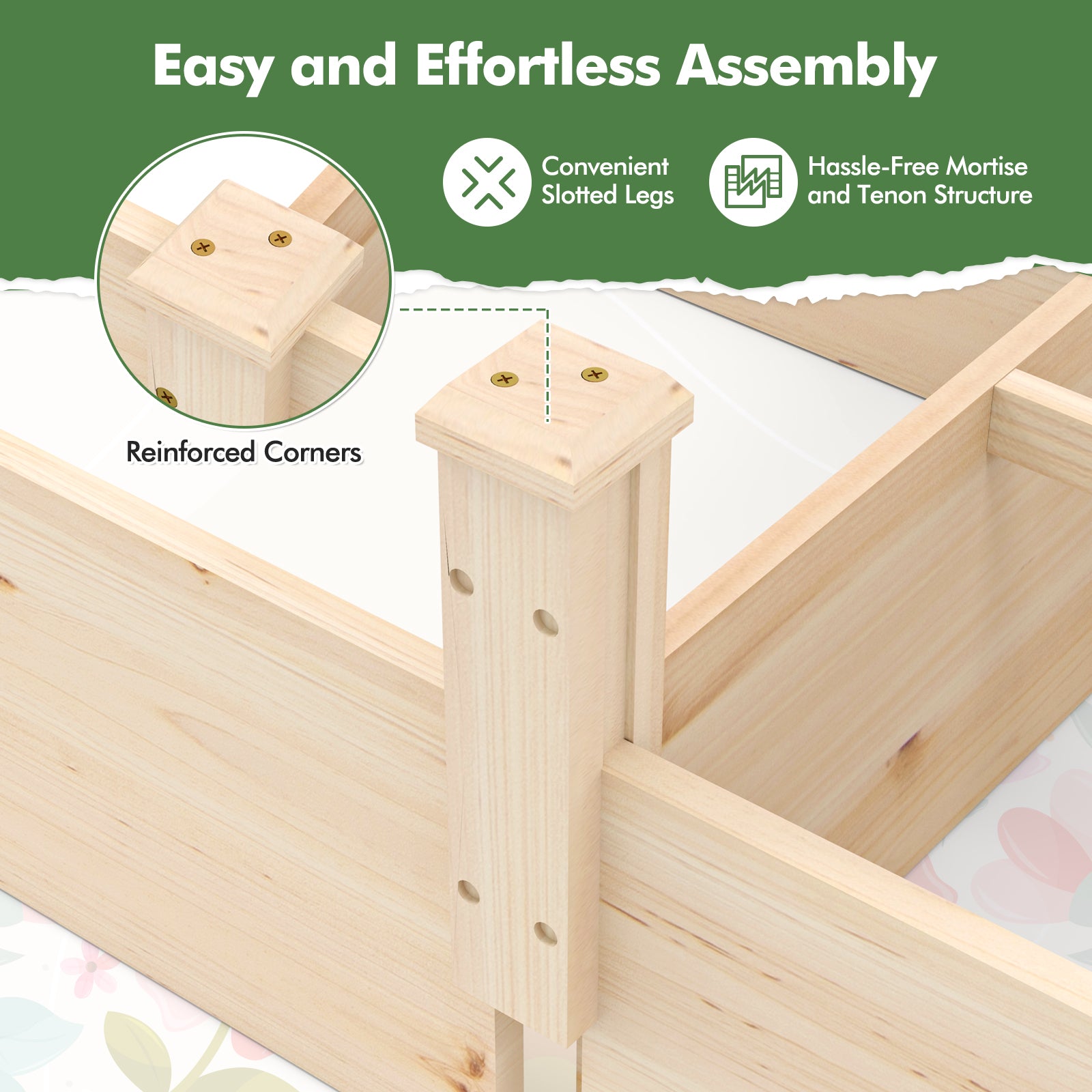 Wooden Raised Garden Bed, Open-Ended Base, 2 Planter Boxes Divider, Natural Raised Garden Beds at Gallery Canada