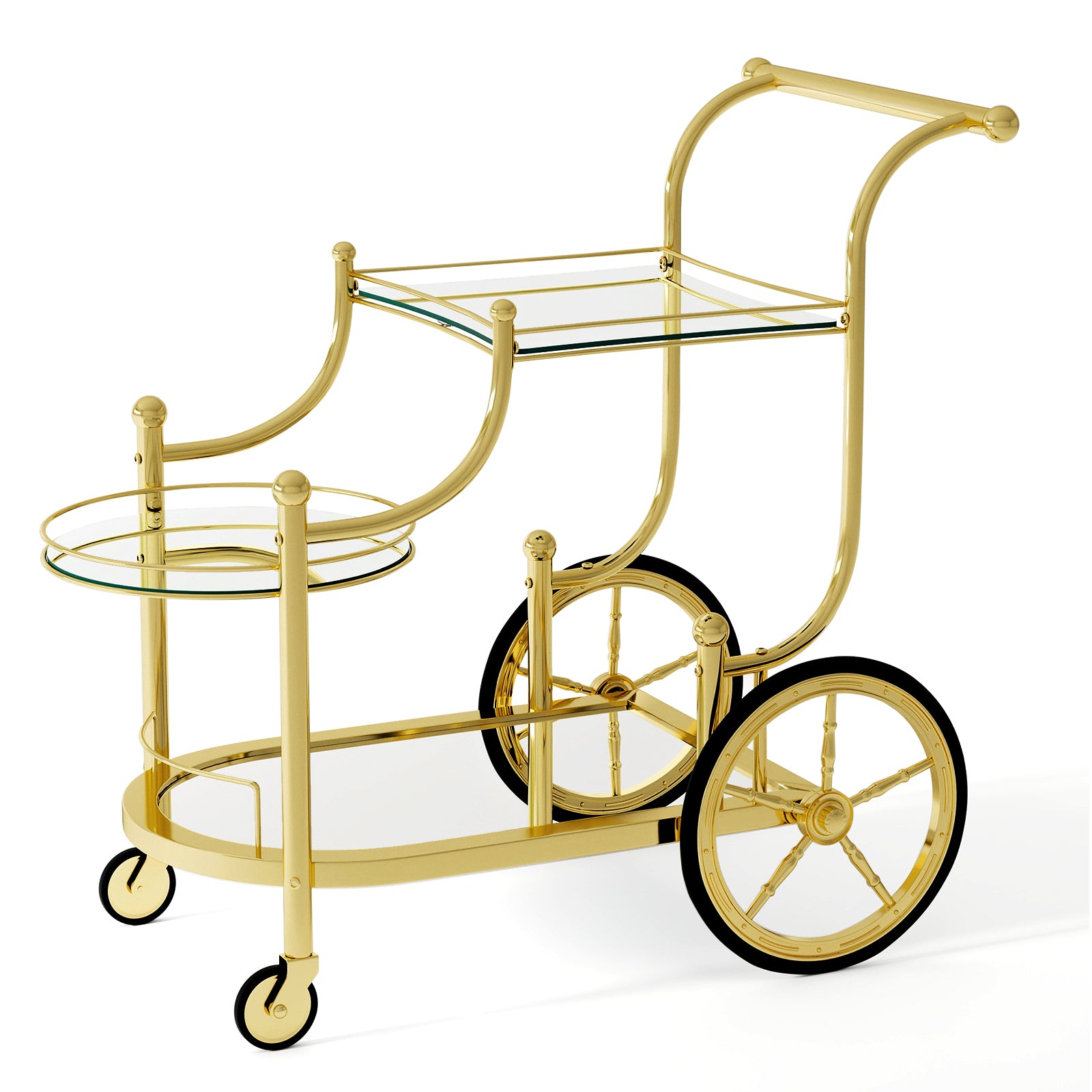 3-Tier Bar Cart With Wheels, Mirrored Shelves, Golden Kitchen Islands & Carts at Gallery Canada