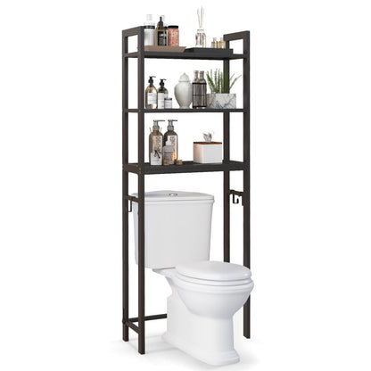 Over-The-Toilet Storage Shelf, Metal Bathroom Organizer Hooks, Brown Bathroom Etagere at Gallery Canada