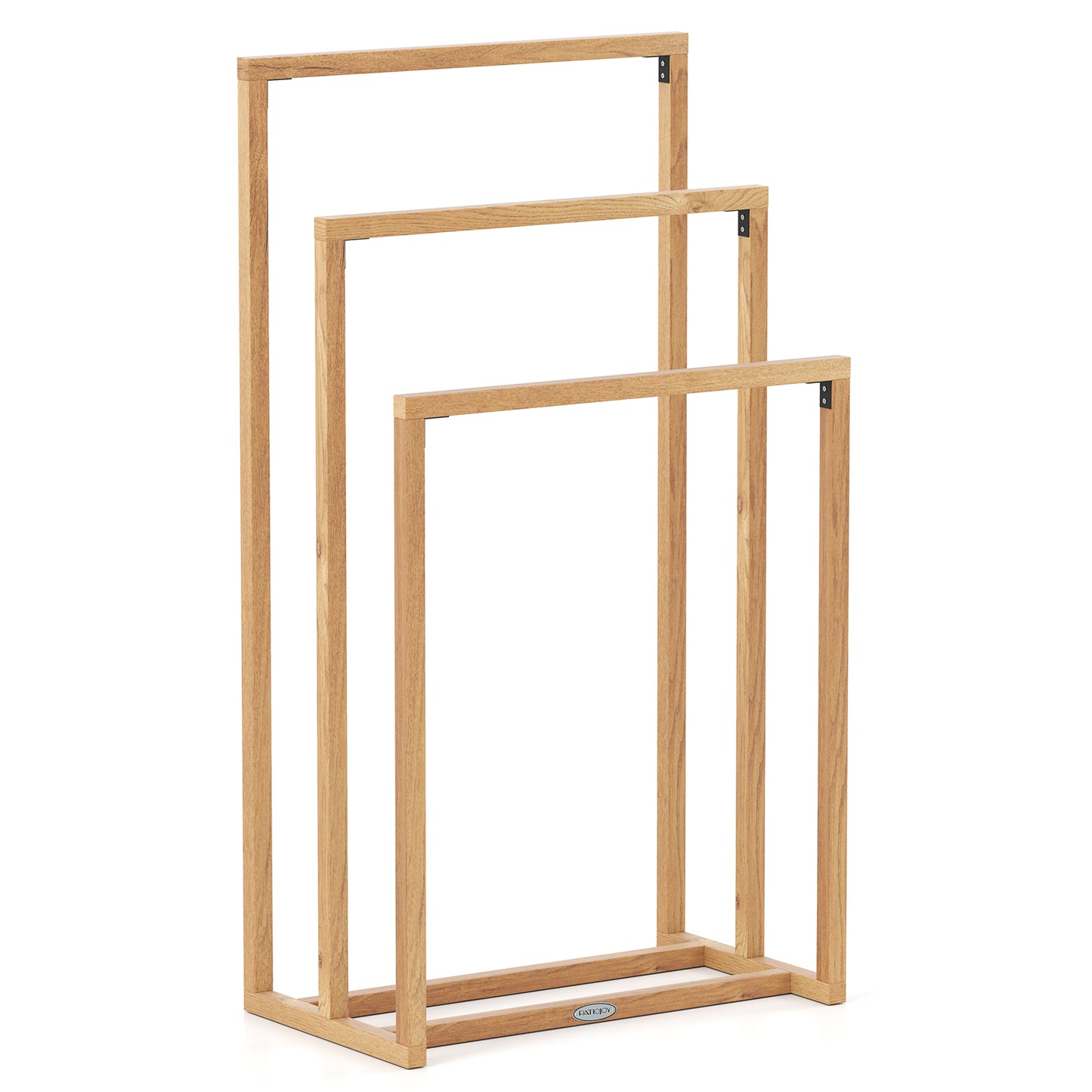 3-Tier Teak Wood Towel Rack, 3 Hanging Crossbars, Natural Towel Racks at Gallery Canada