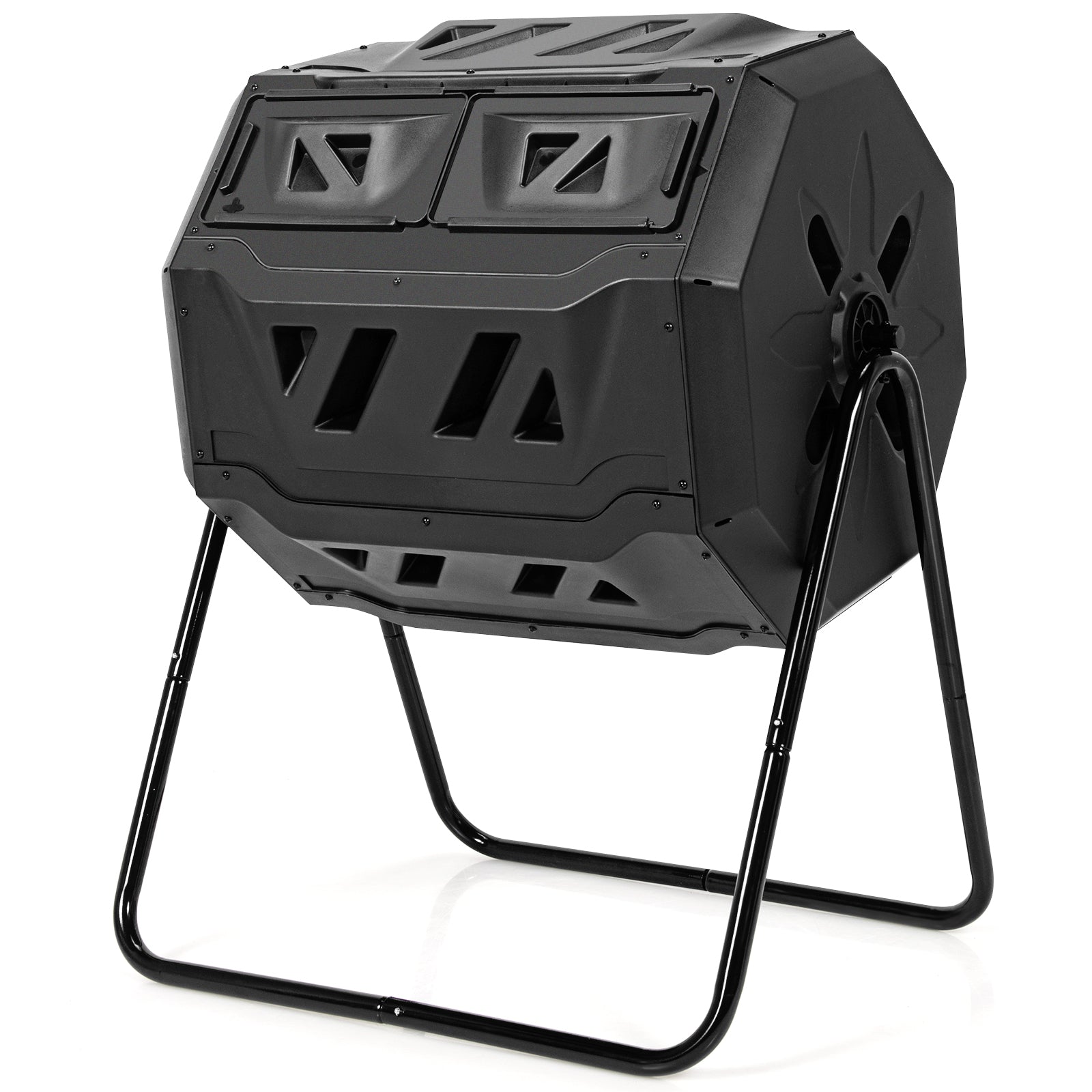43 Gallon Composting Tumbler, Dual Rotating Chamber, Black Garden Tools at Gallery Canada