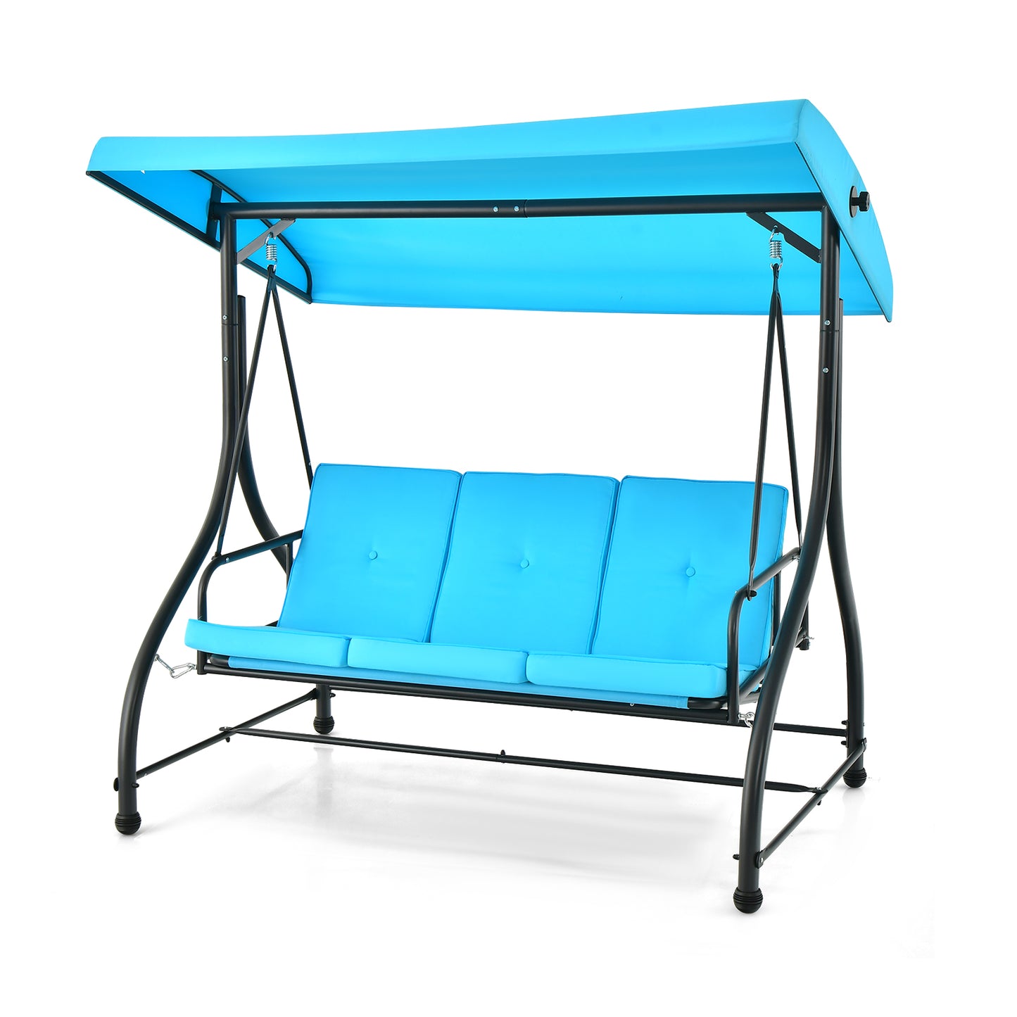 3 Seat Outdoor Swing, Adjustable Canopy, Blue Porch Swings Blue at Gallery Canada
