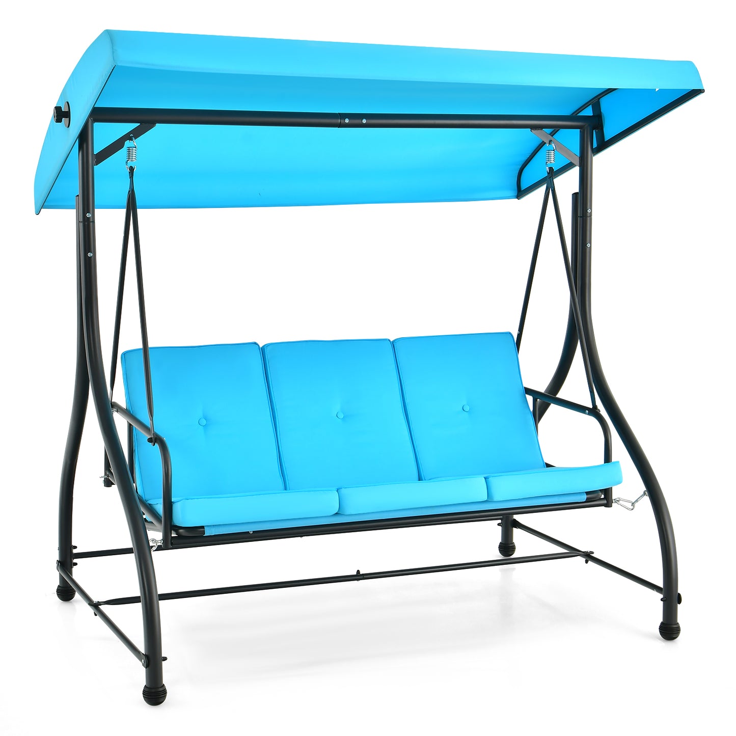 3 Seat Outdoor Swing, Adjustable Canopy, Blue Porch Swings at Gallery Canada