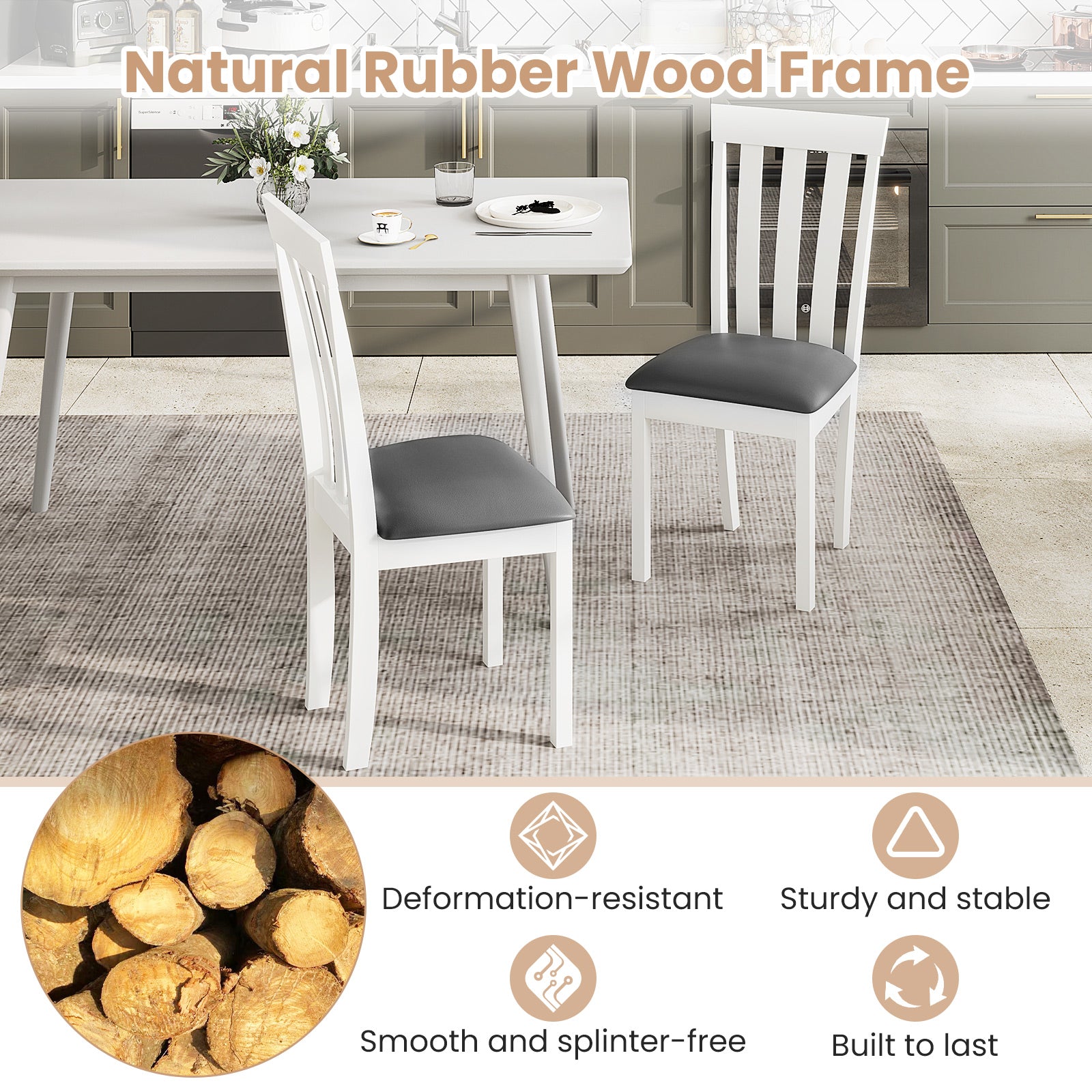 Upholstered Wooden Dining Chair Set, 2 Chairs, White Dining Chairs at Gallery Canada