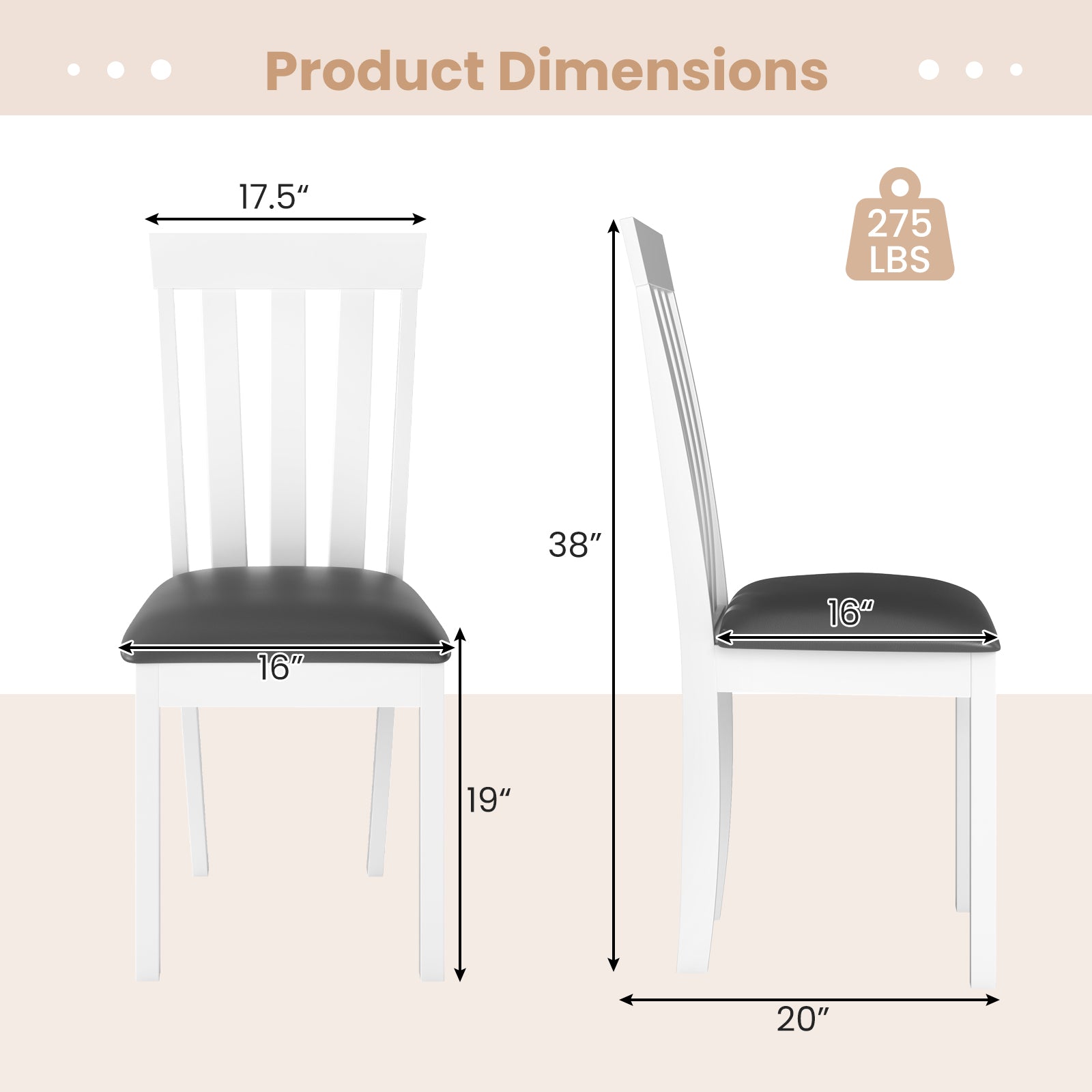 Upholstered Wooden Dining Chair Set, 2 Chairs, White Dining Chairs at Gallery Canada
