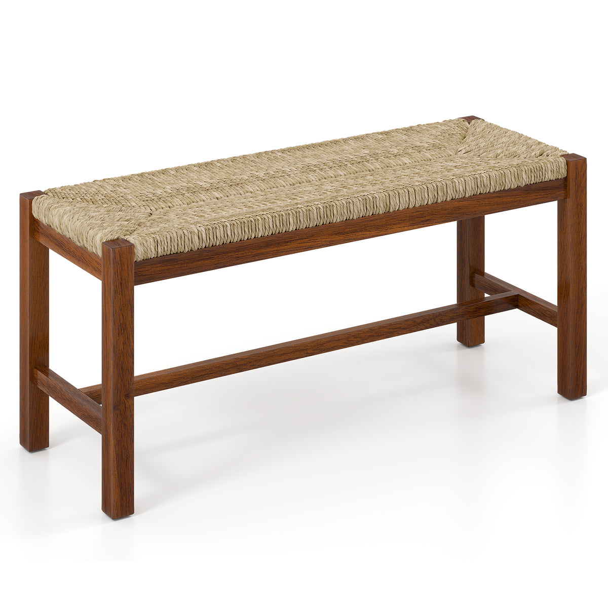 40 Inch Wood Bench, Solid Rubber Wood Frame, Walnut Outdoor Benches Walnut at Gallery Canada