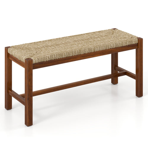 40 Inch Wood Bench, Solid Rubber Wood Frame, Walnut