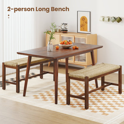 40 Inch Wood Bench, Solid Rubber Wood Frame, Walnut Outdoor Benches at Gallery Canada