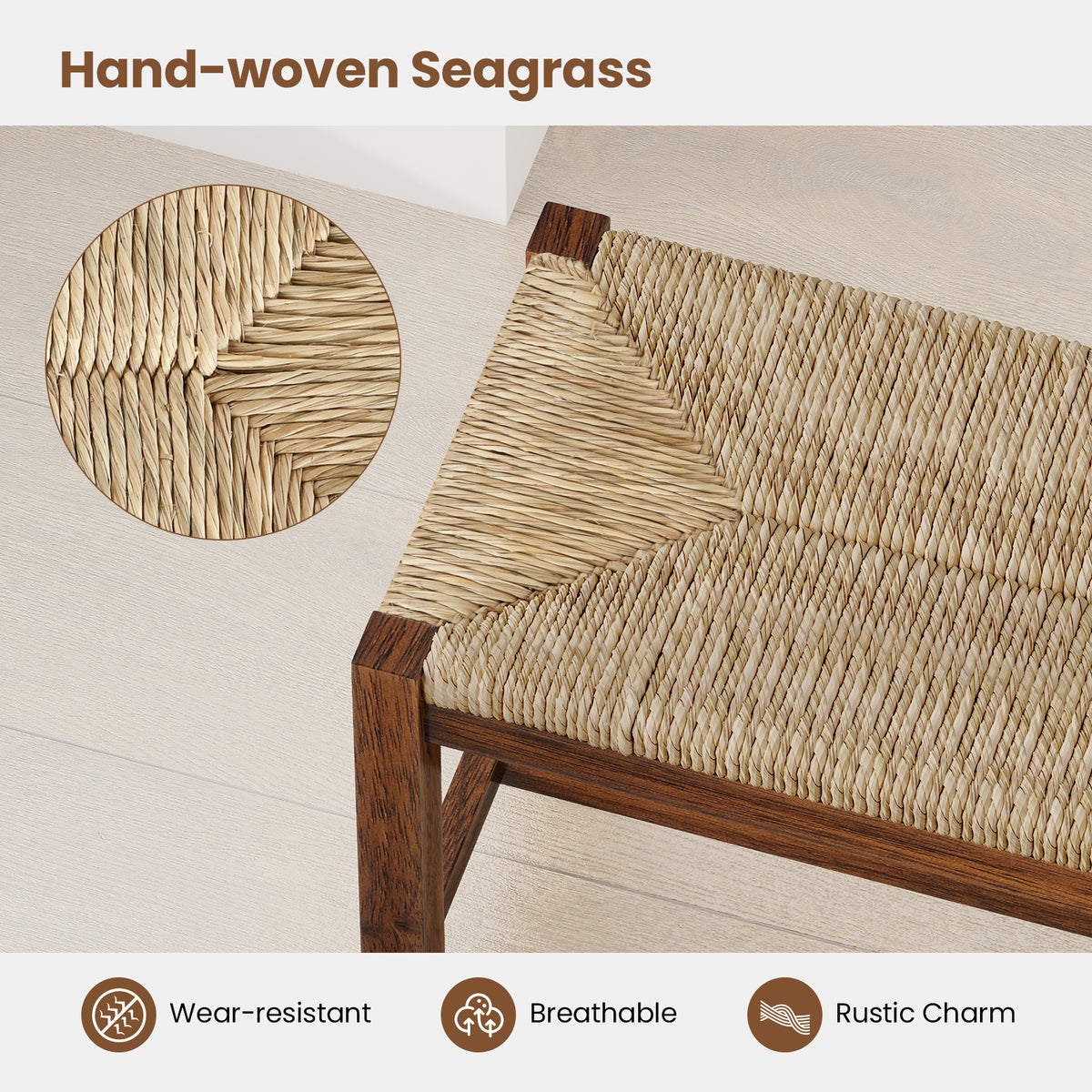 40 Inch Wood Bench, Solid Rubber Wood Frame, Walnut Outdoor Benches at Gallery Canada