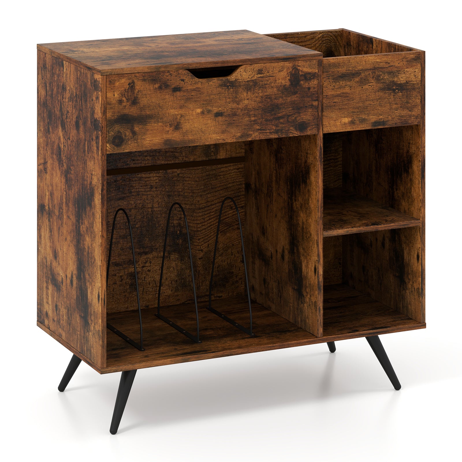 Record Player Stand With Power Outlet, Rustic Brown End & Side Tables at Gallery Canada