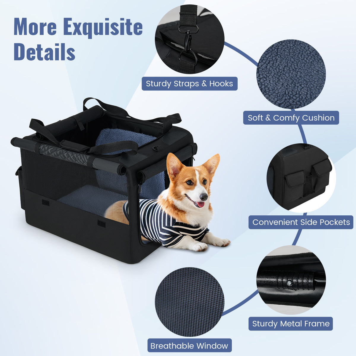 Portable Foldable Pet Carrier, 2 Openings, Comfy Cushion, S, Black Dog Supplies at Gallery Canada