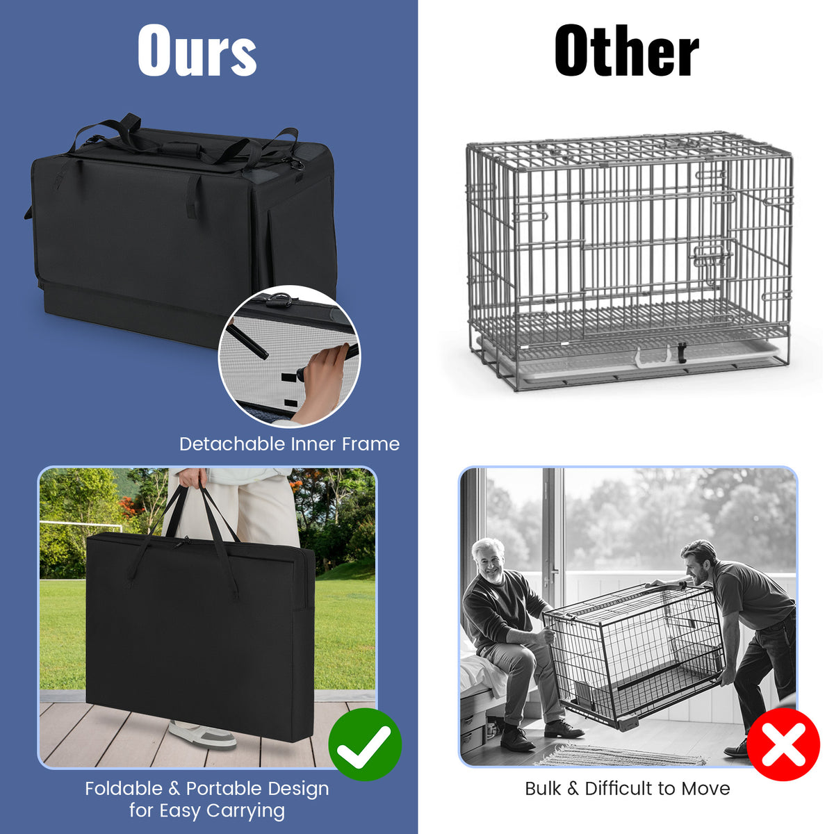 Portable Foldable Pet Carrier Bag, 2 Openings, Comfy Cushion, M, Black Dog Supplies at Gallery Canada