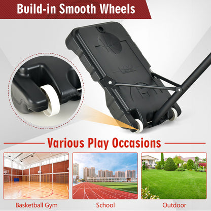 Portable Basketball Hoop, 4.3-8.2 FT Adjustable Height, Wheels, Black Red Sport Equipments at Gallery Canada
