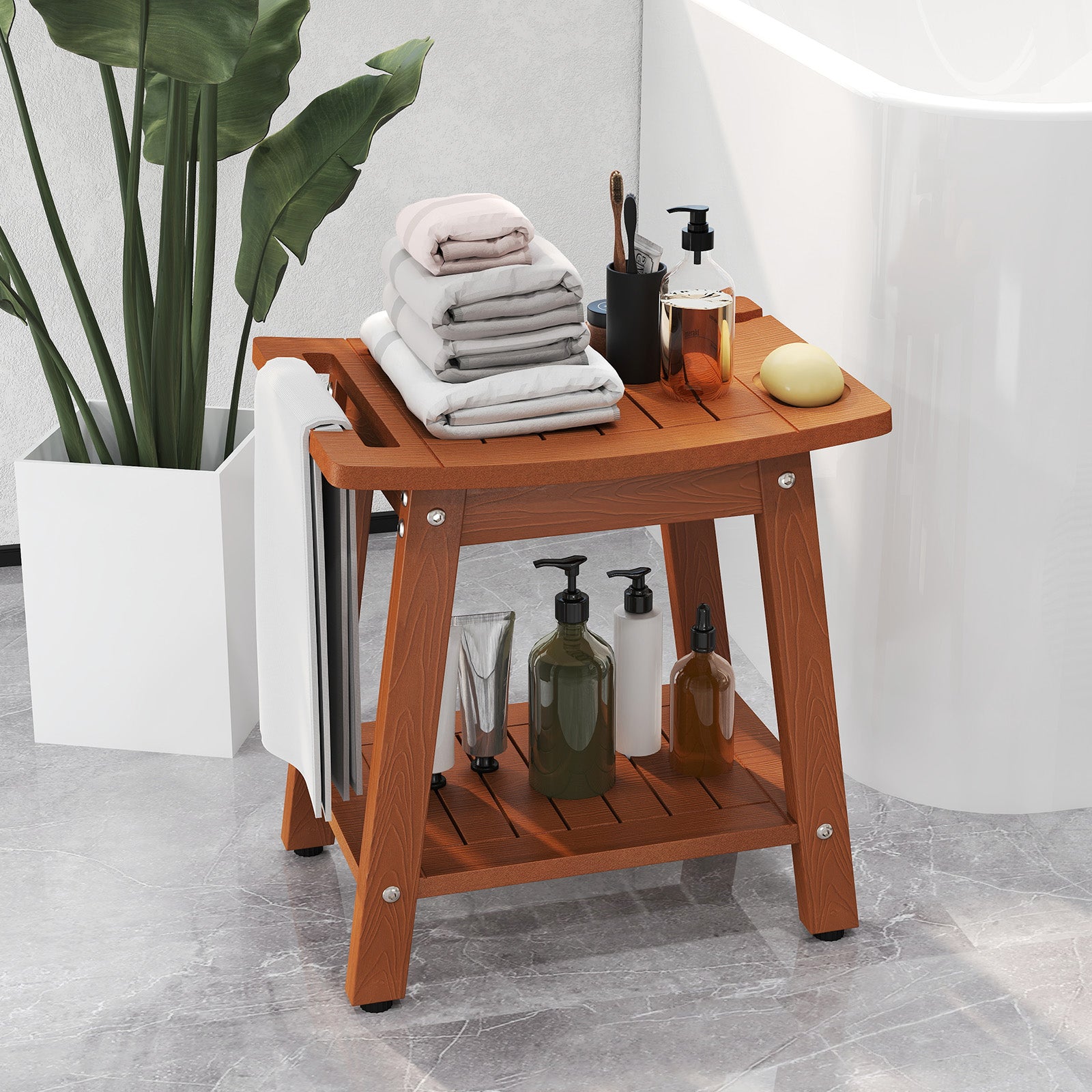 Shower Bench Seat With Handle, Brown Bath Safety at Gallery Canada